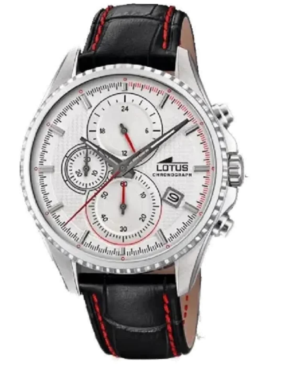 Montre Homme Lotus L18527/1 Minimaliste - Cadran Blanc, Boîtier Argent, Bracelet Cuir Noir