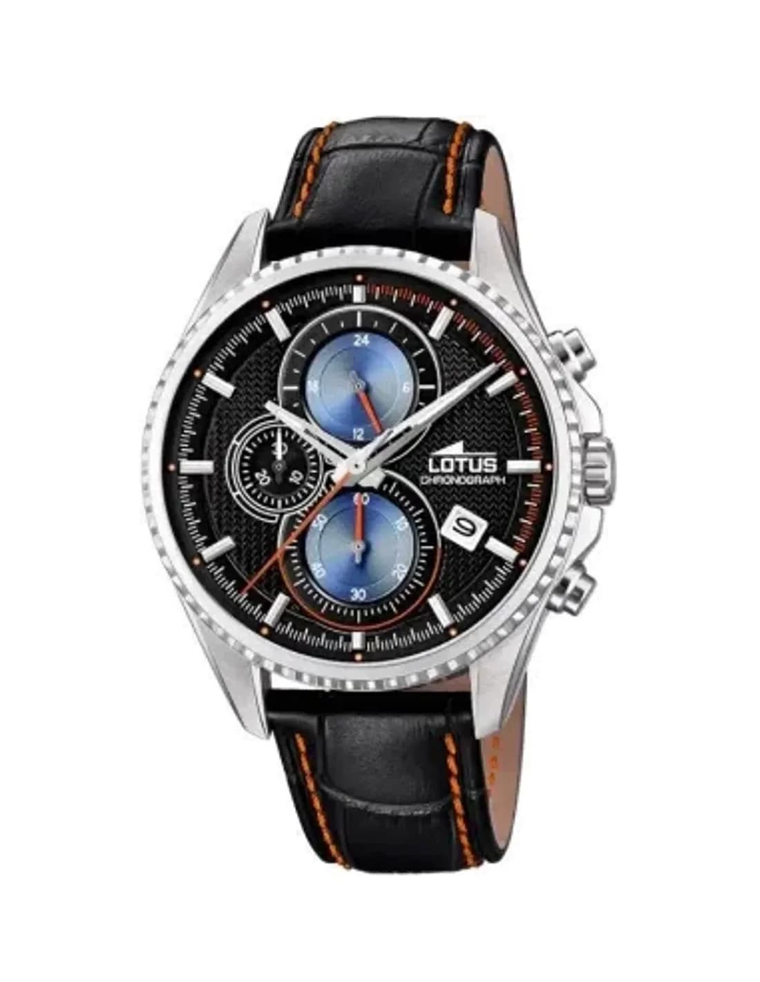 Montre Homme Lotus L18527/5 - Boîtier Acier, Cadran Noir, Bracelet Cuir