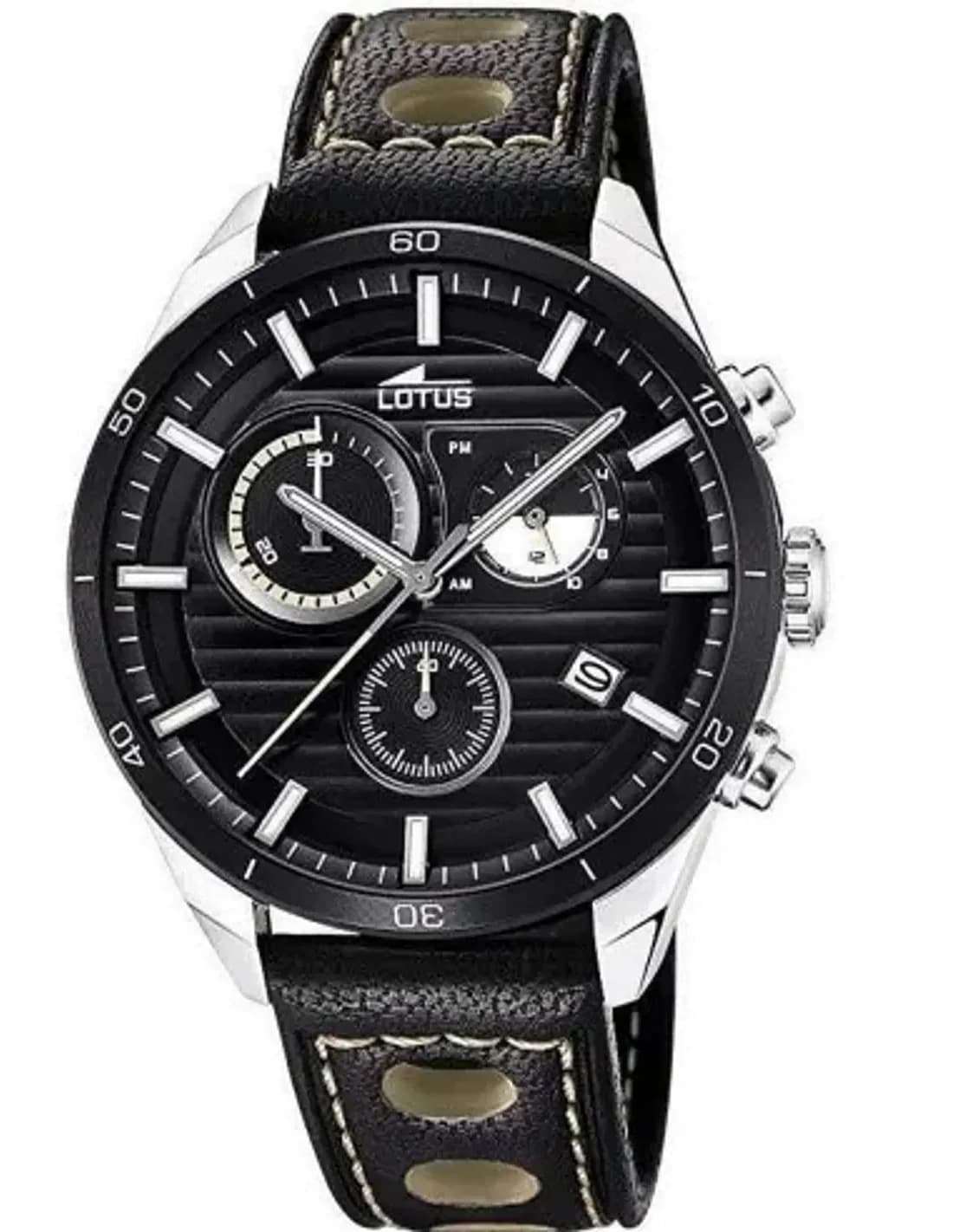 Montre Homme Lotus Chronographe L18531/1 Cadran Noir Cuir