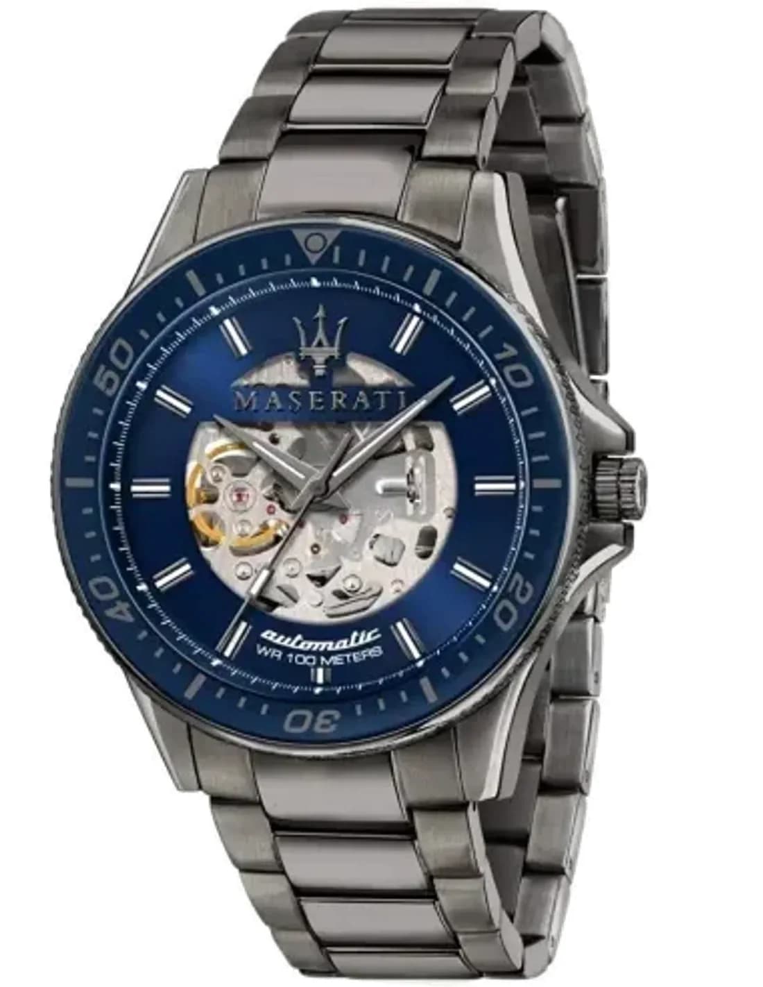 Montre Homme Maserati Sfida R8823140001 Automatique Cadran Squelette Bleu Acier Gris
