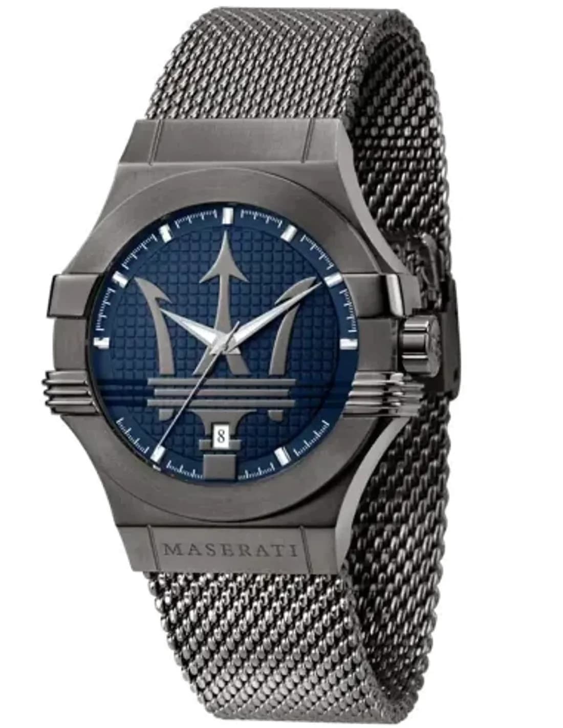 Montre Homme Maserati Potenza R8853108005 Cadran Bleu Bracelet maille milanaise Gris