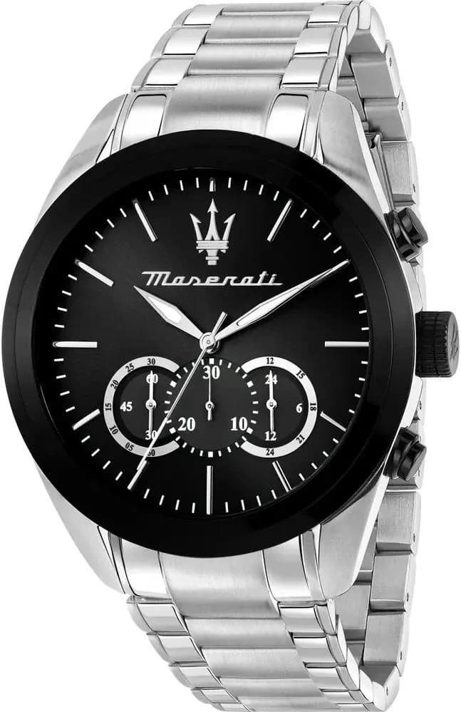 Montre Maserati Traguardo R8873612062 homme grise, acier inoxydable 45mm, quartz 10 ATM