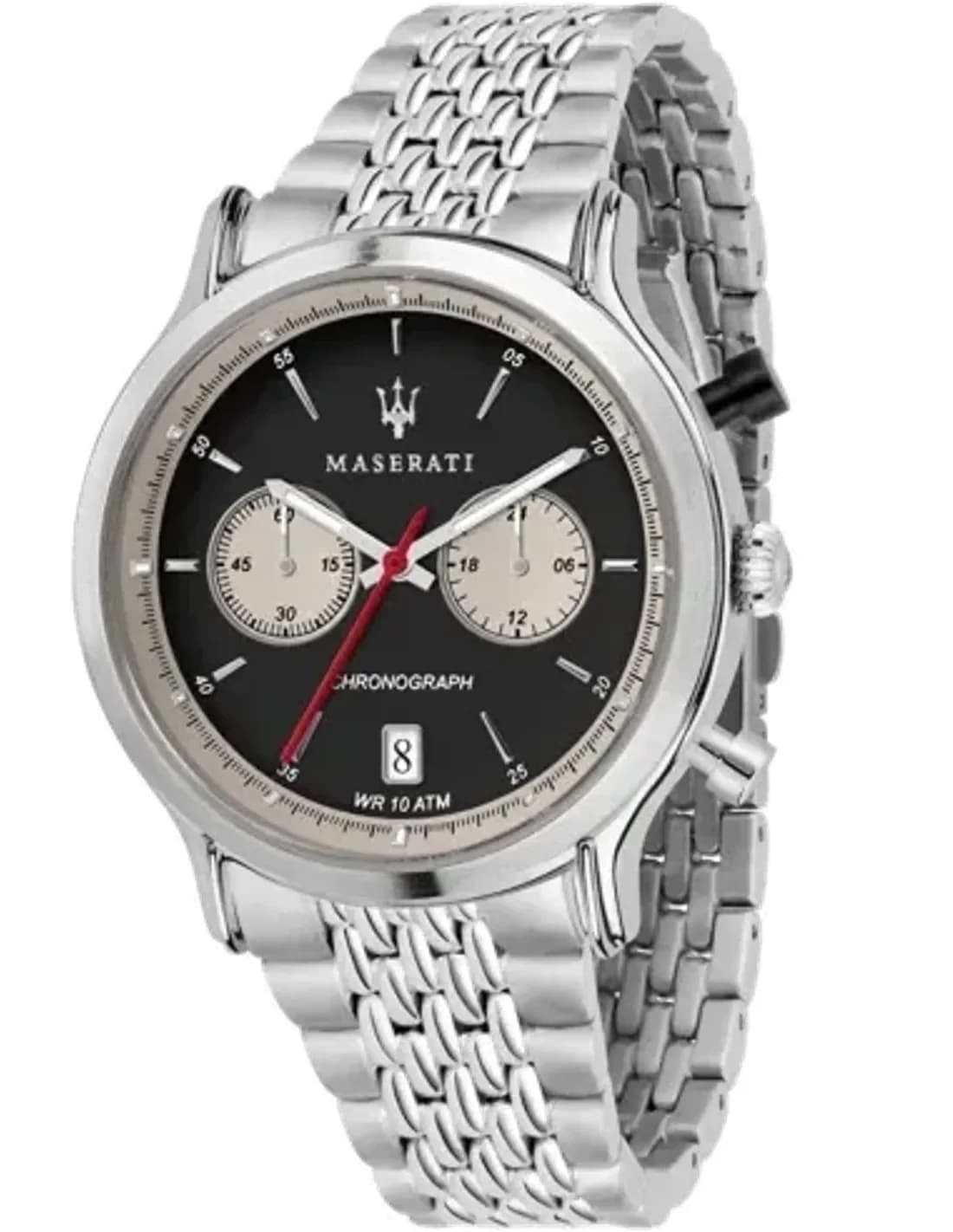 Maserati Legend Chronographe Homme - Boîtier et bracelet acier argenté, cadran noir - Réf. R8873638001