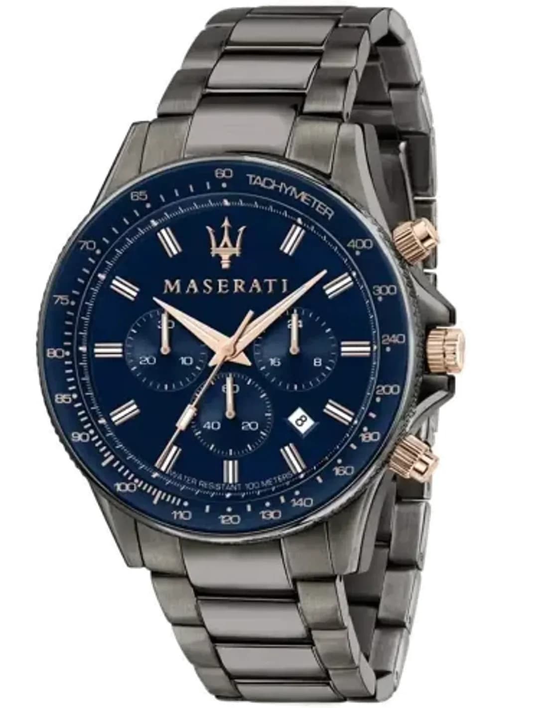 Montre Maserati Sfida R8873640001 - Chronographe Homme Cadran Bleu, Boîtier Acier Gris