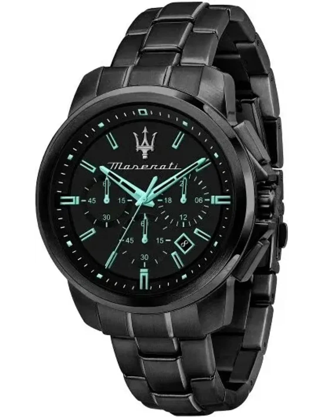 Montre Homme Maserati Successo Aqua Edition R8873644003 - Boîtier Acier Noir, Cadran Noir et Accents Turquoise