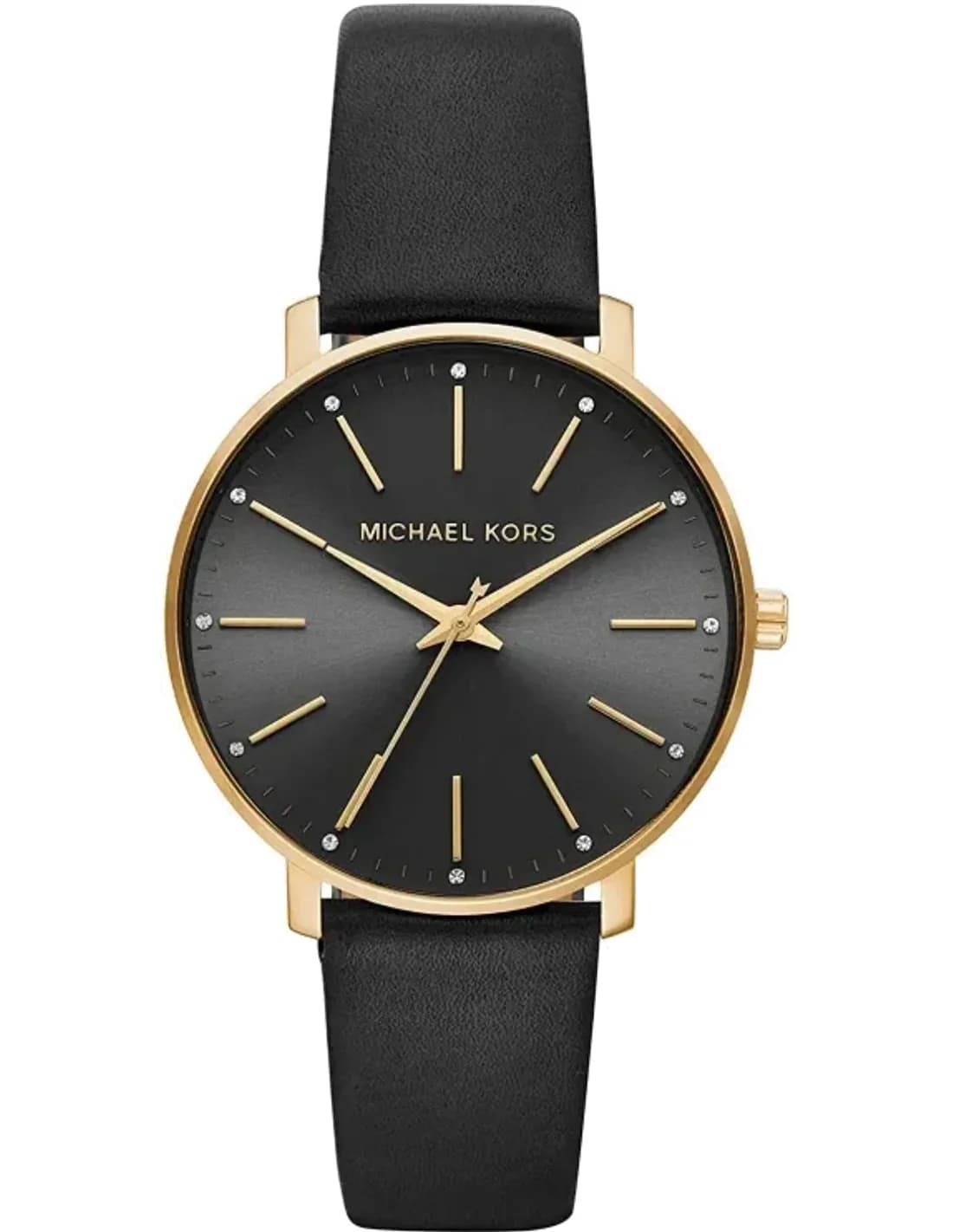 Montre Femme Michael Kors Pyper MK2747 - Cadran Noir, Boîtier Or, Bracelet Cuir Noir