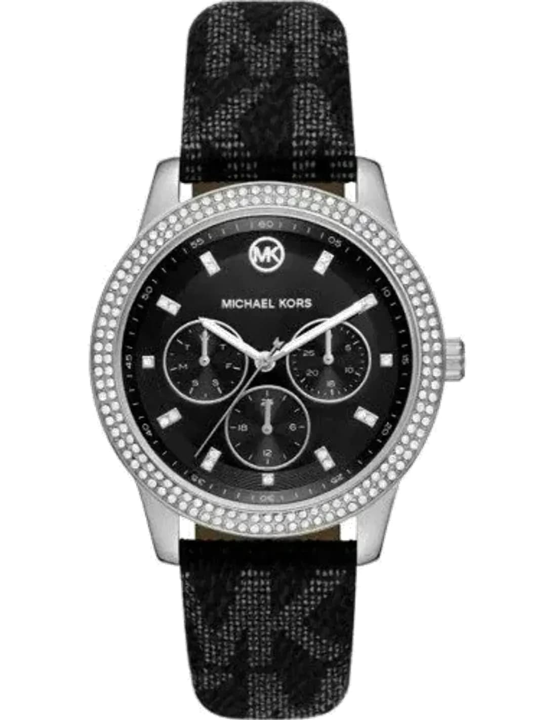 Montre Michael Kors MK2976 Tibby - Cadran multifonction noir, bracelet cuir noir - Pour femme