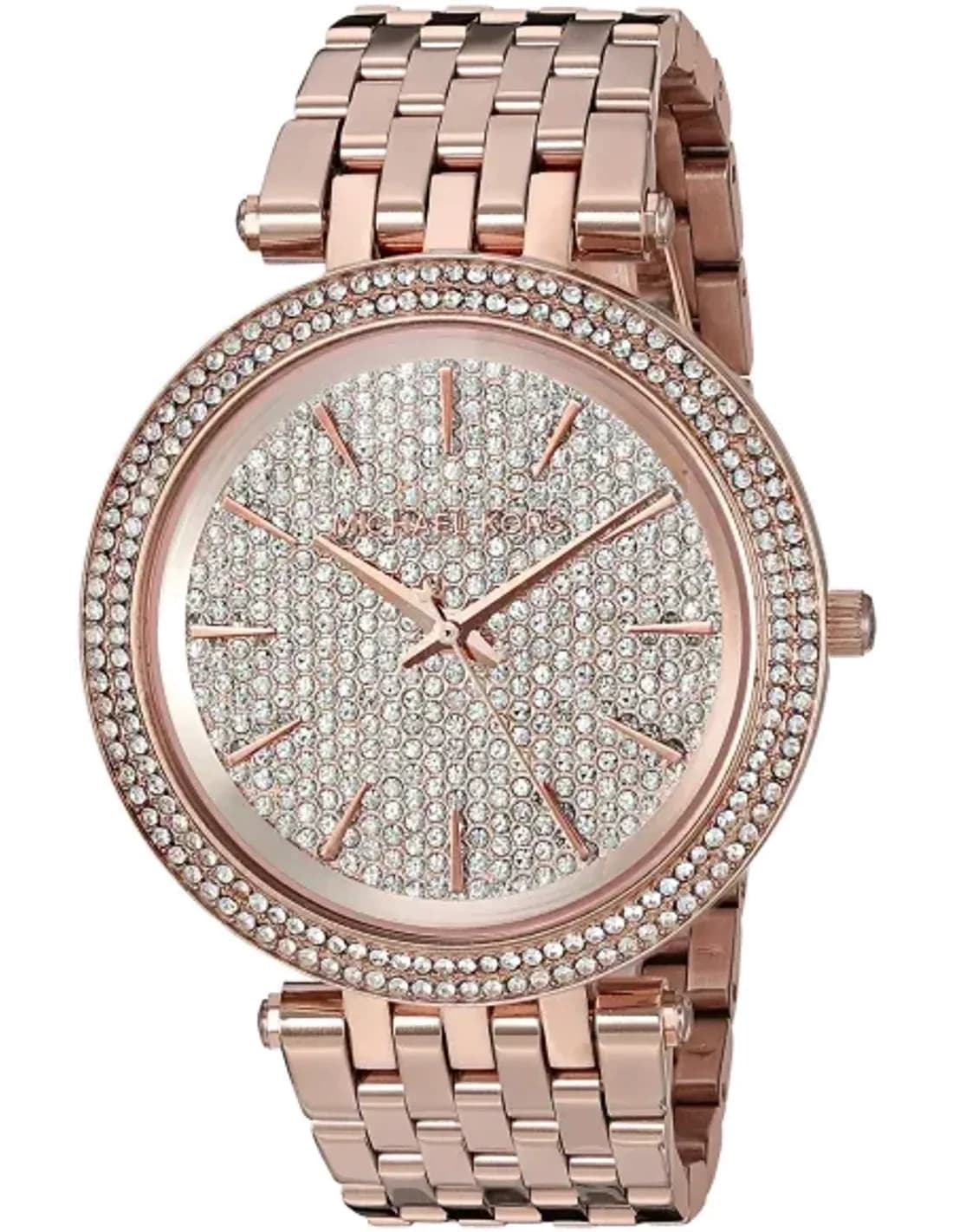 Montre Femme Michael Kors MK3439 Darci, Boîtier Acier Or Rose et Lunette Sertie de Brillants