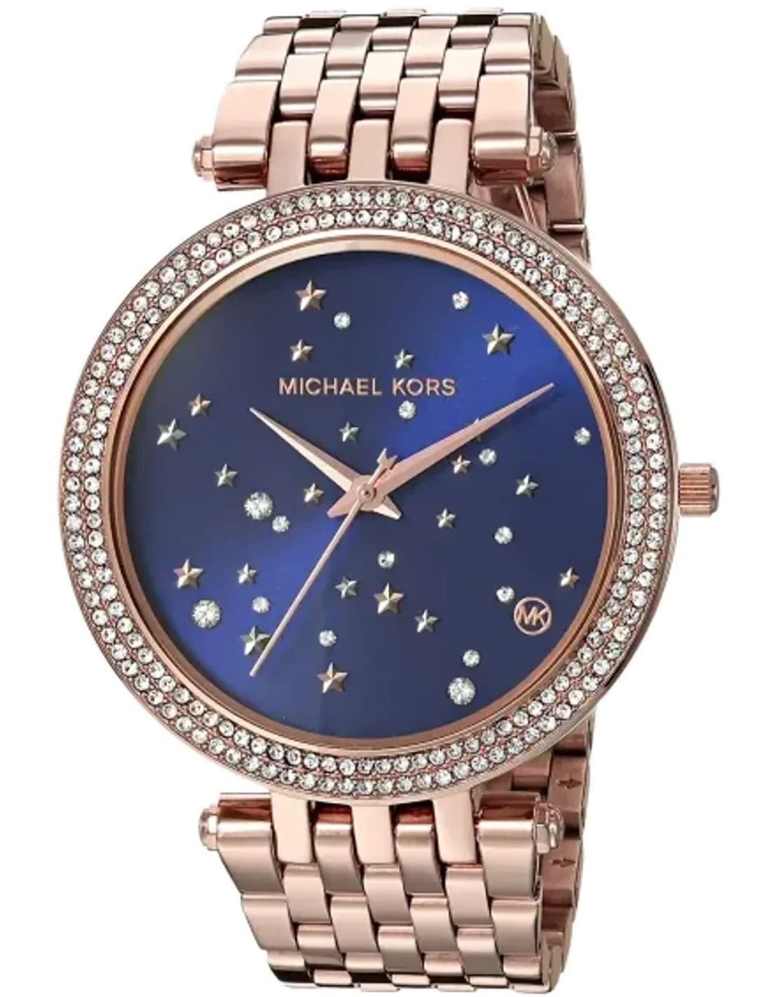 Montre Femme Michael Kors Darci MK3728 Cadran Bleu, Bracelet Or Rose