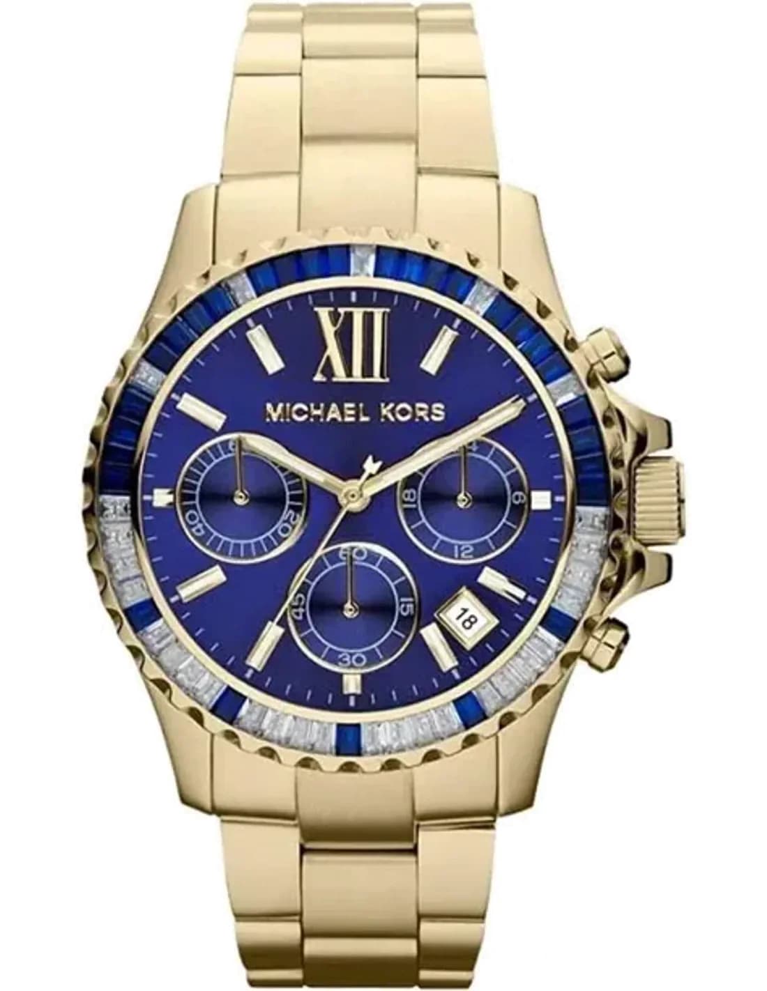 Montre Femme Michael Kors MK5754 Everest Chronographe Cadran Bleu Acier Doré