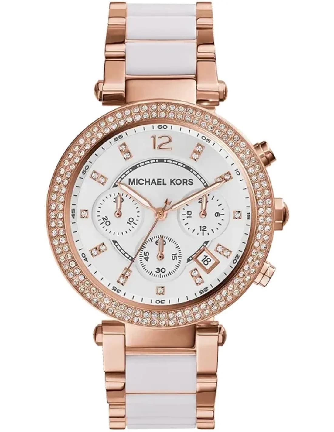 Montre Femme Michael Kors Parker MK5774 Cadran Blanc et Boîtier Or Rose