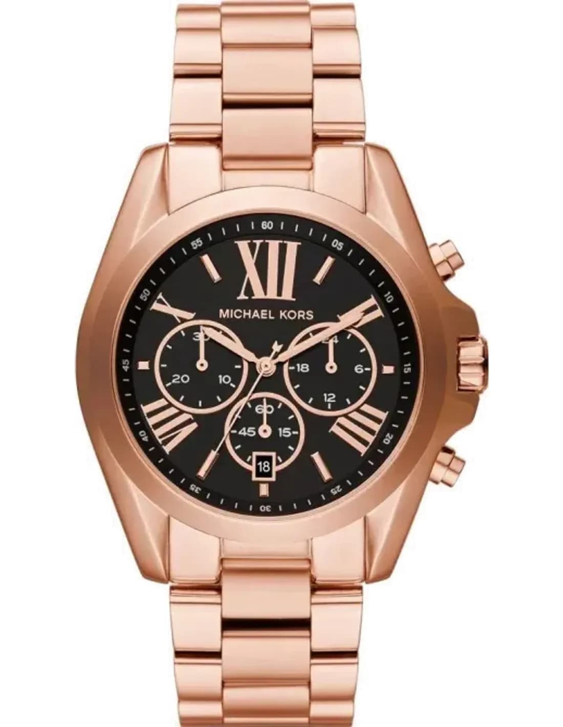 Montre Femme Michael Kors Bradshaw MK5854 - Chronographe Acier Or Rose Cadran Noir