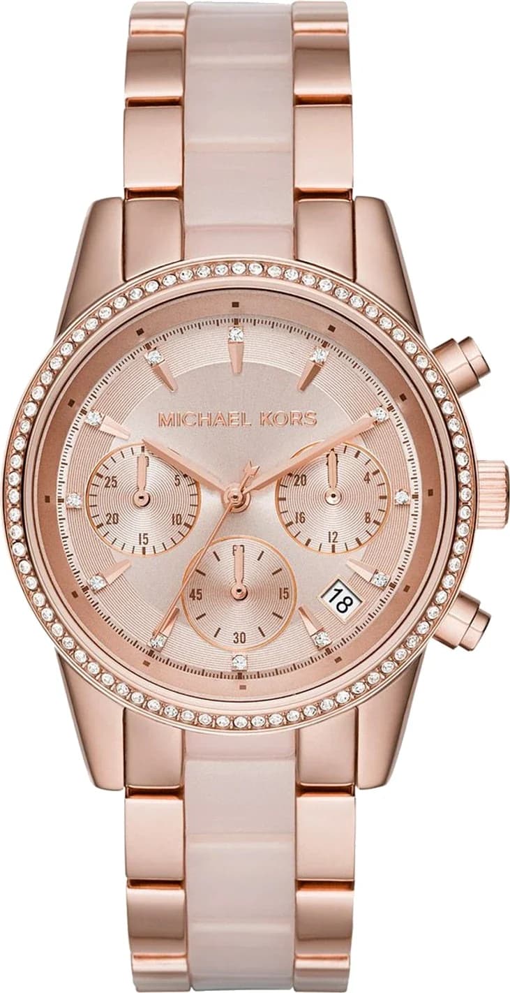 Montre Femme Michael Kors MK6307 - Bracelet Acier et Acétate Or Rose - Cadran Or Rose
