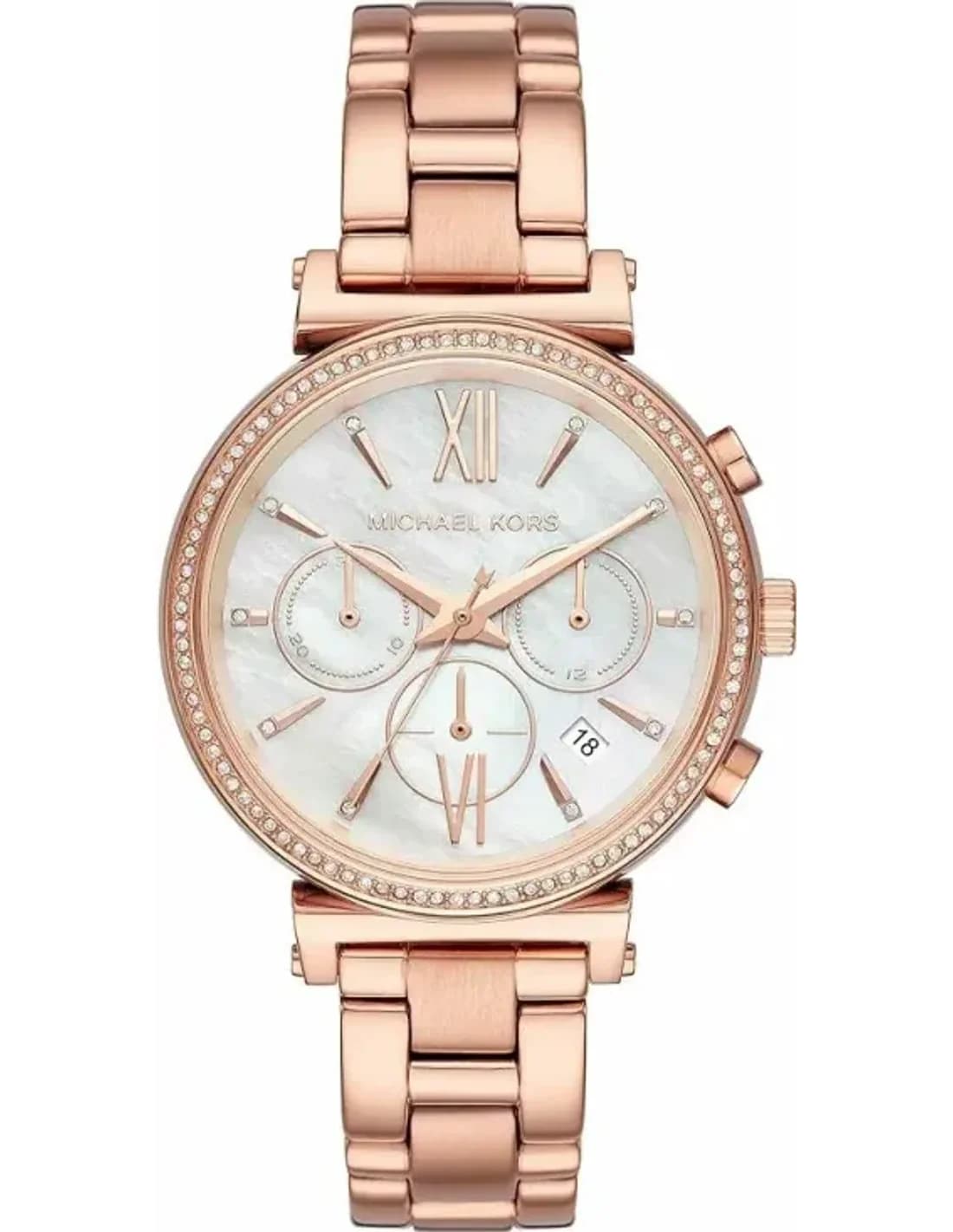 Montre Femme Michael Kors Sofie MK6576 en acier plaqué or rose avec cadran nacre