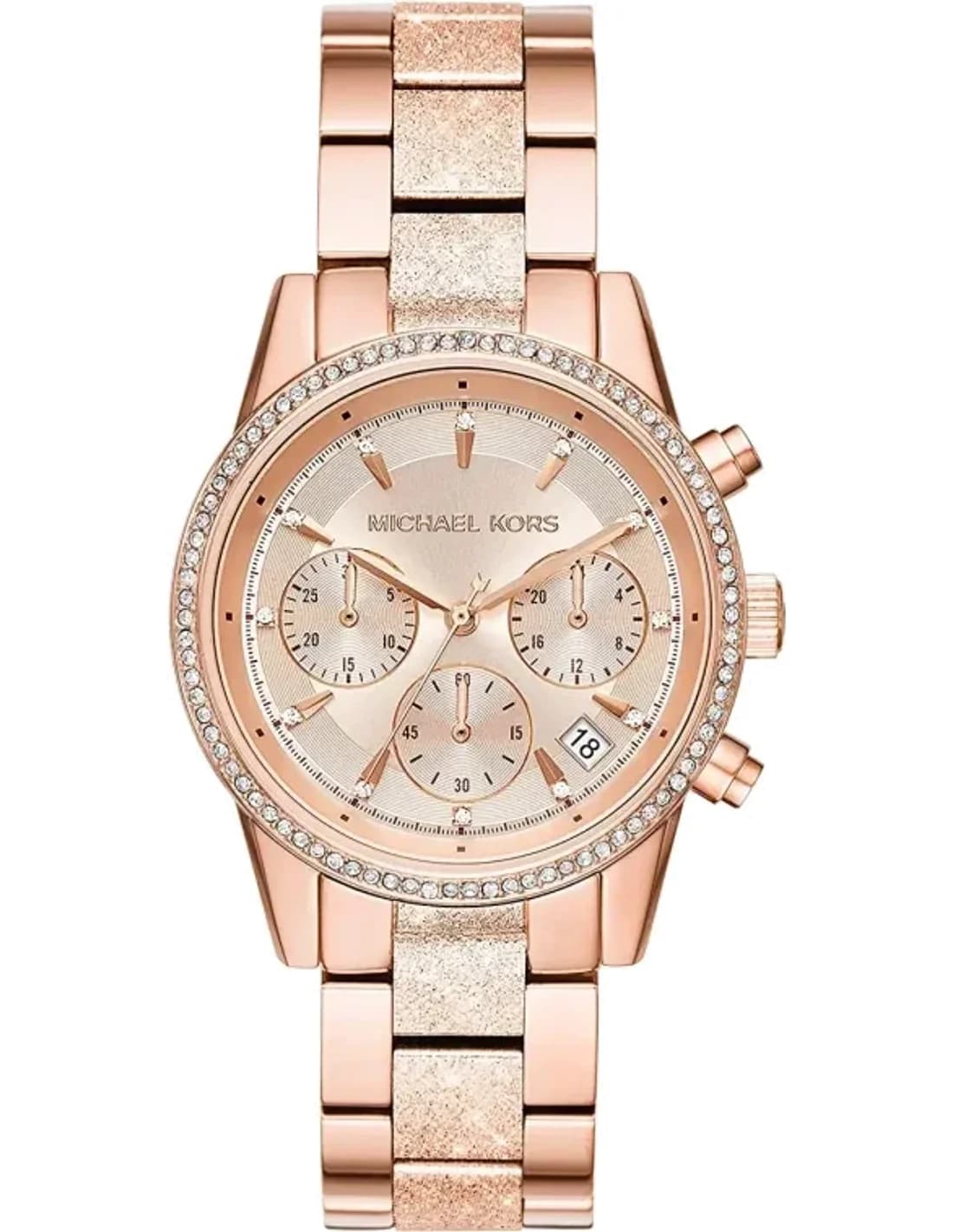 Montre Femme Michael Kors Ritz MK6598 en acier or rose à cristaux