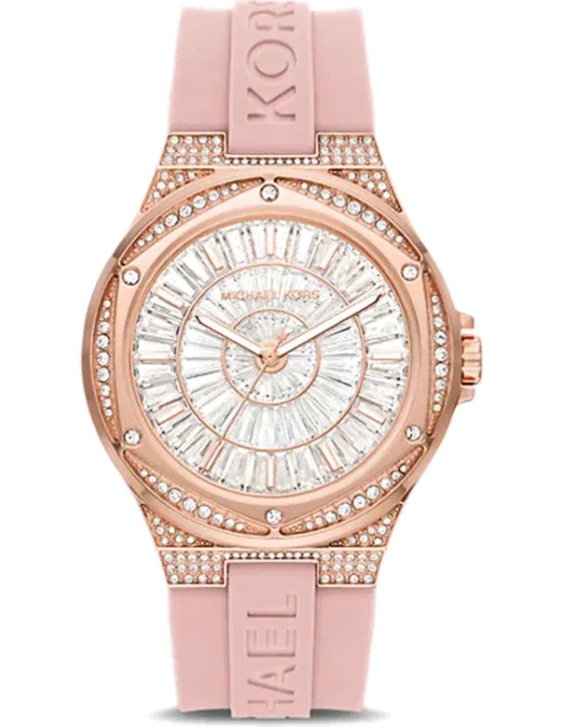 Montre Femme Michael Kors Lennox MK7334 Cadran et Boîtier Or Rose, Bracelet Silicone Rose