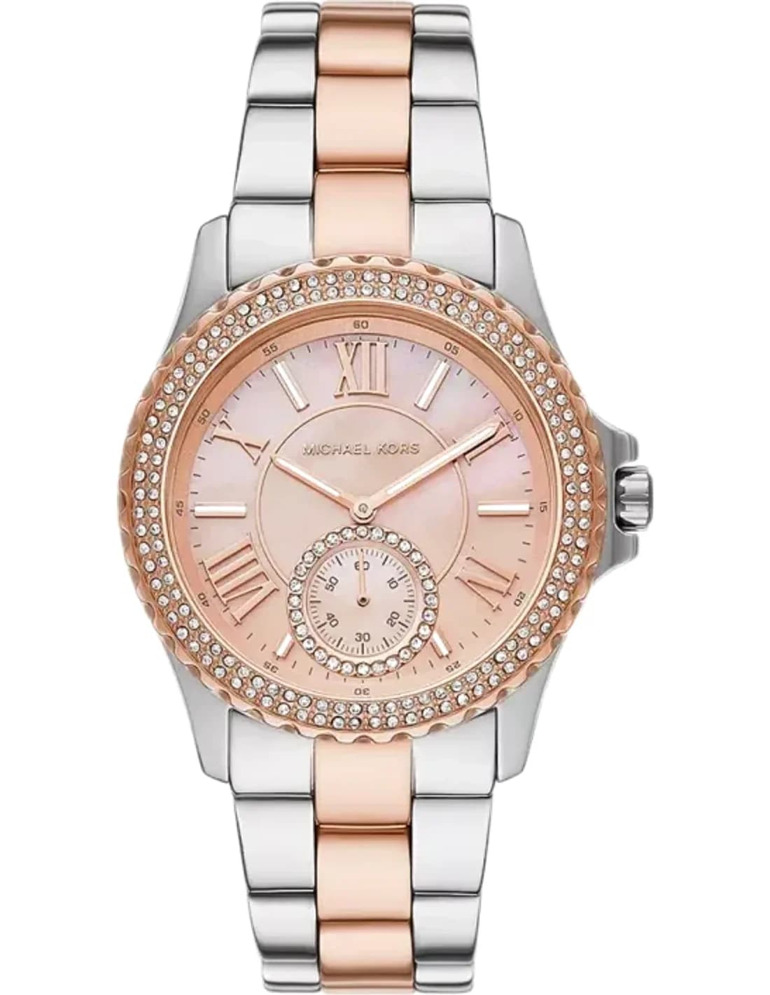 Montre femme Michael Kors Everest MK7402 - Cadran or rose, bracelet acier bicolore argent/or rose