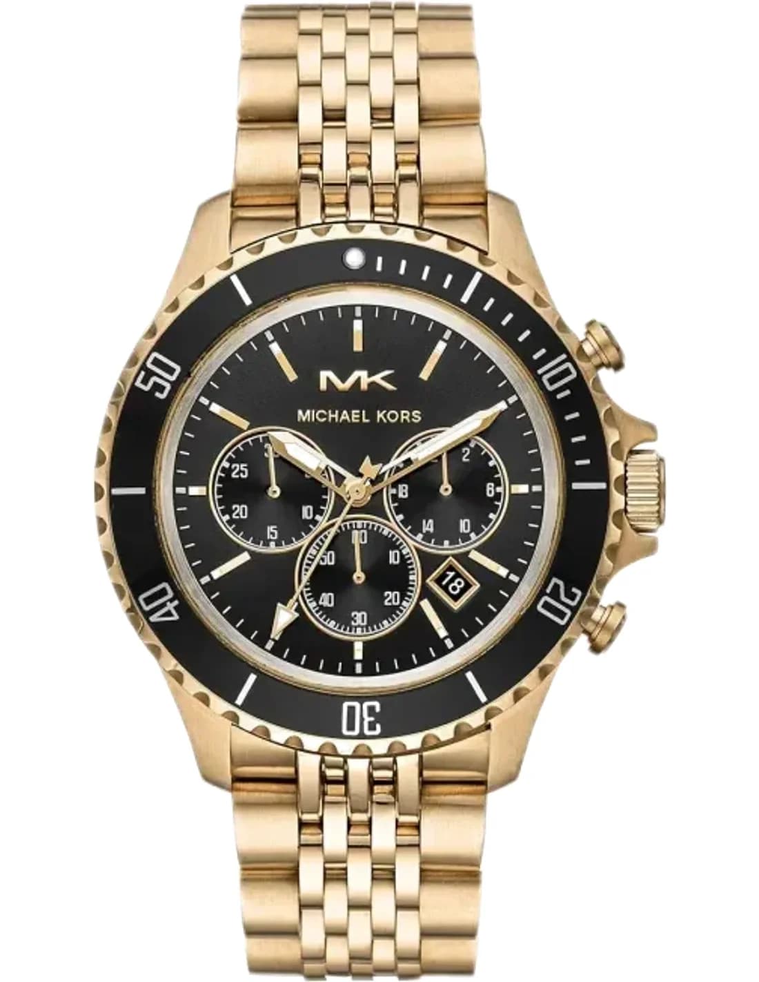 Montre Michael Kors Bayville MK8726 chronographe à cadran noir et bracelet doré
