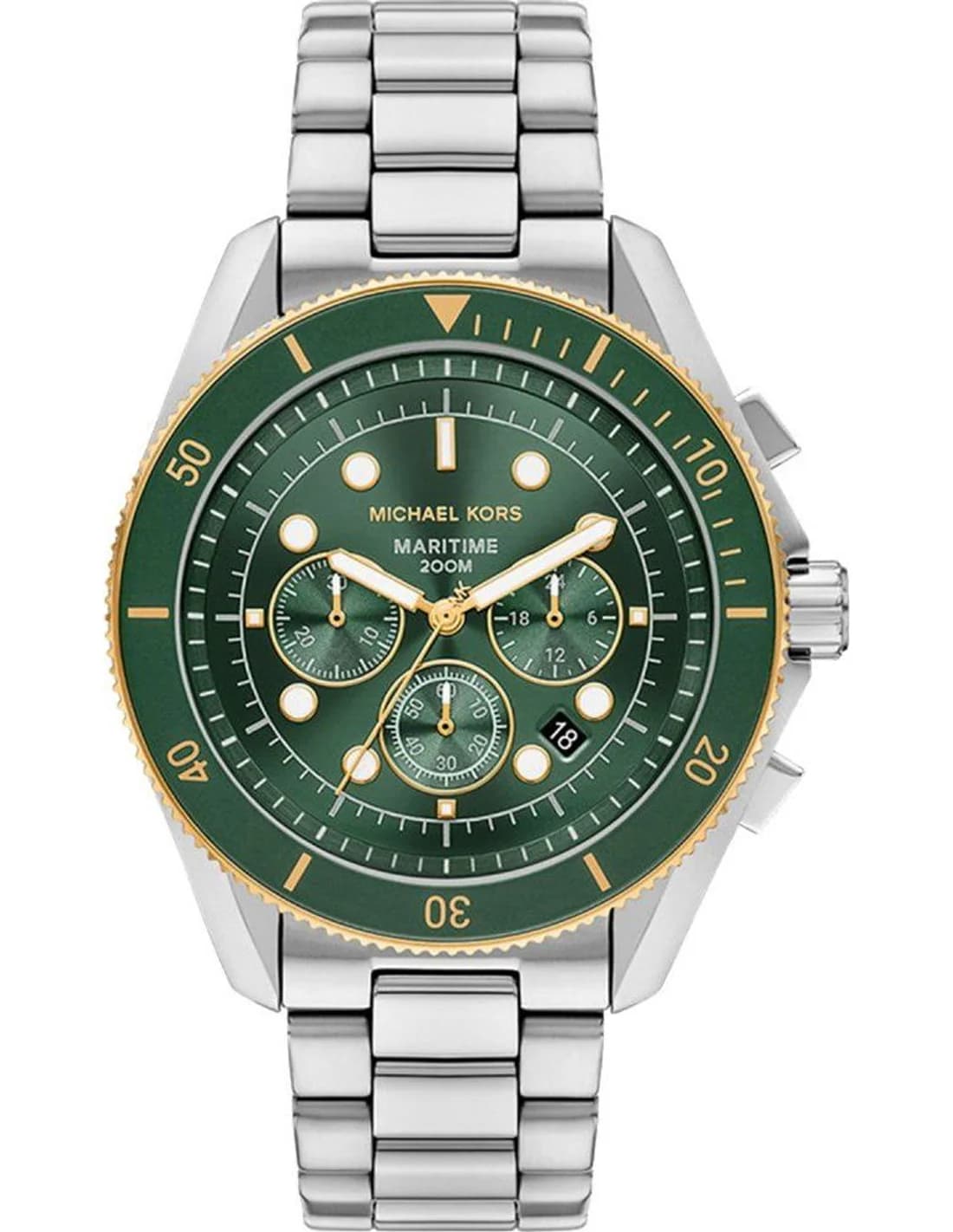 Montre Michael Kors Maritime MK9215 homme argentée, acier inoxydable 45mm, quartz 20 ATM