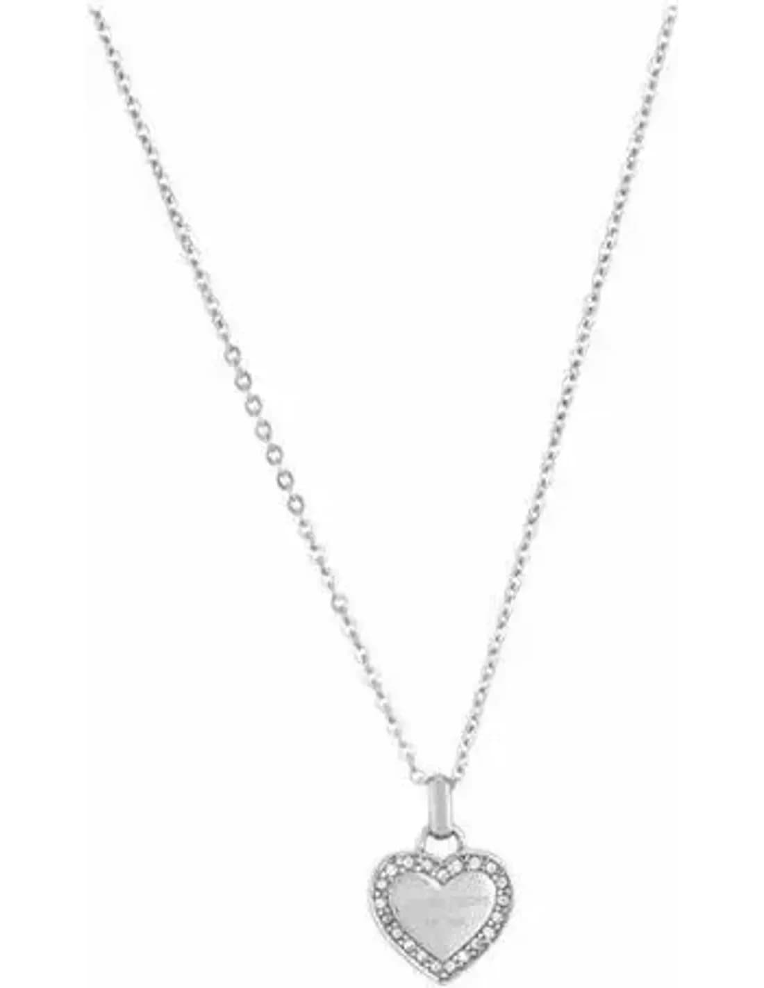 Collier Michael Kors MKJ3970040 en acier argenté pour femme, pendentif coeur orné de zirconiums