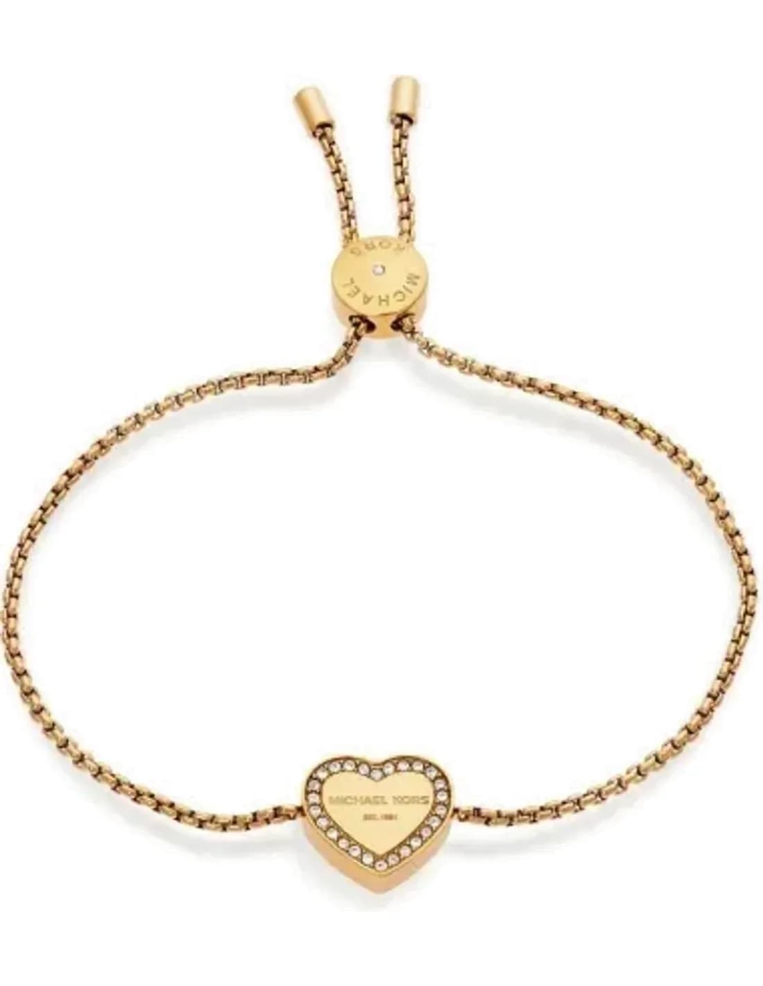 Bracelet Michael Kors Brilliance MKJ5389710 en acier doré pour femme avec pendentif coeur