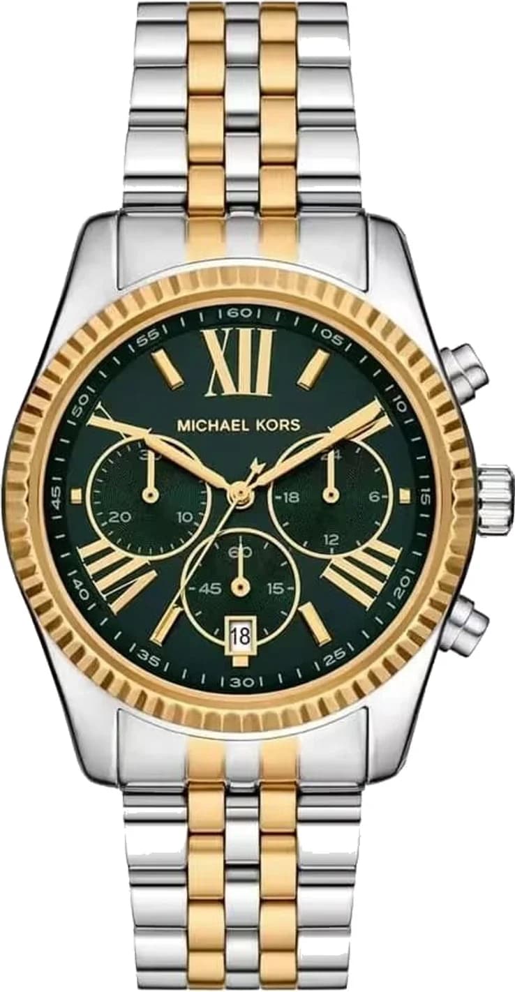 Montre Michael Kors Lexington MK4984 femme cadran vert bracelet acier bicolore