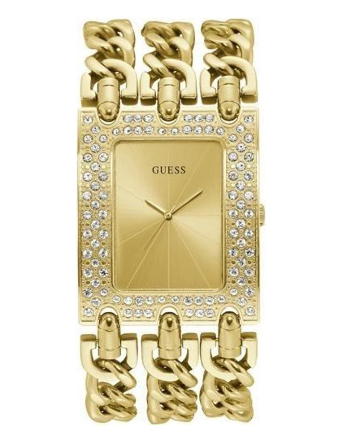 Garde-temps Guess W1275L2 pour femme, cadran doré, bracelet acier maille dorée