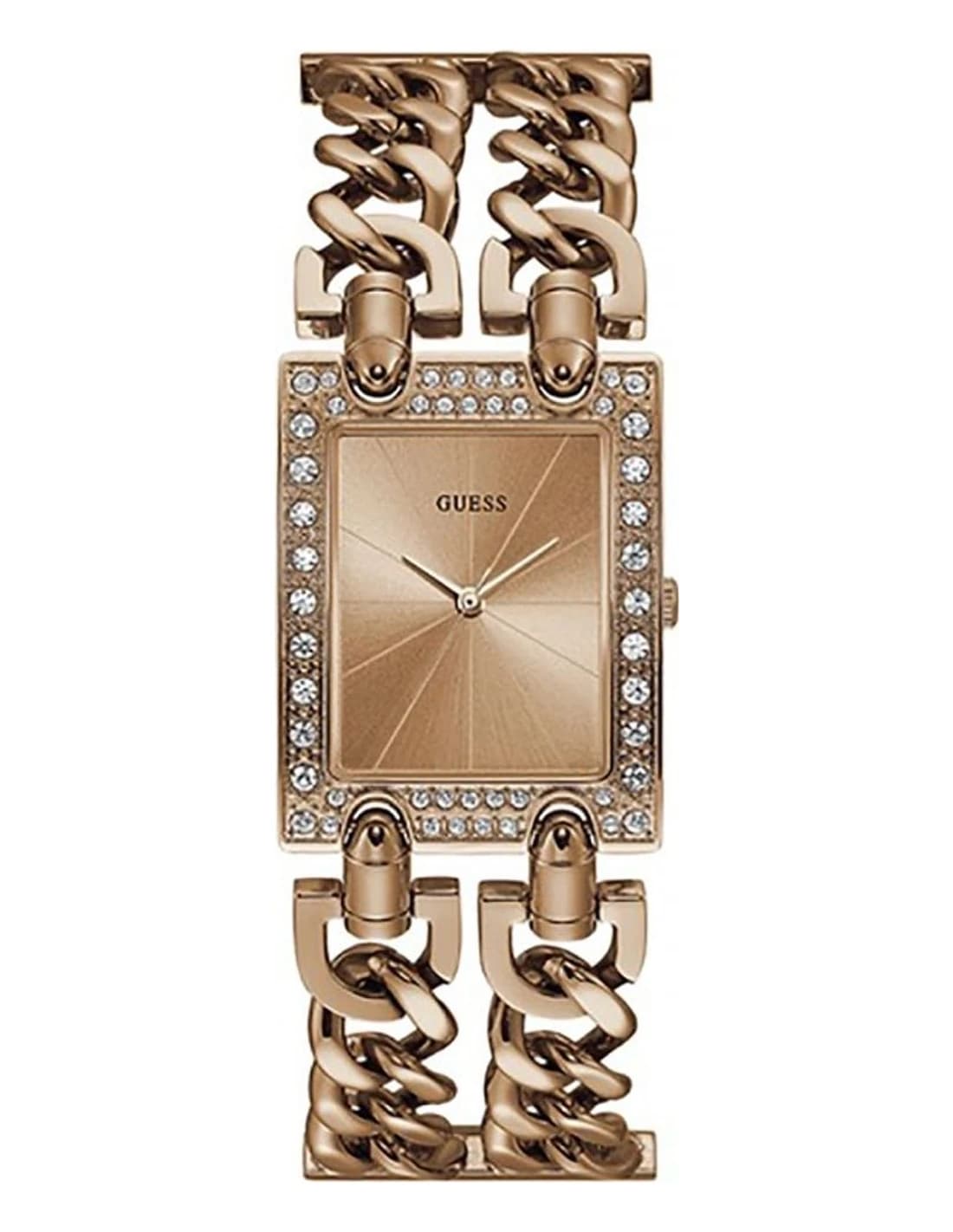 Garde-temps Guess W1121L3 pour femme, cadran rose gold, bracelet acier maille chaîne G-Link
