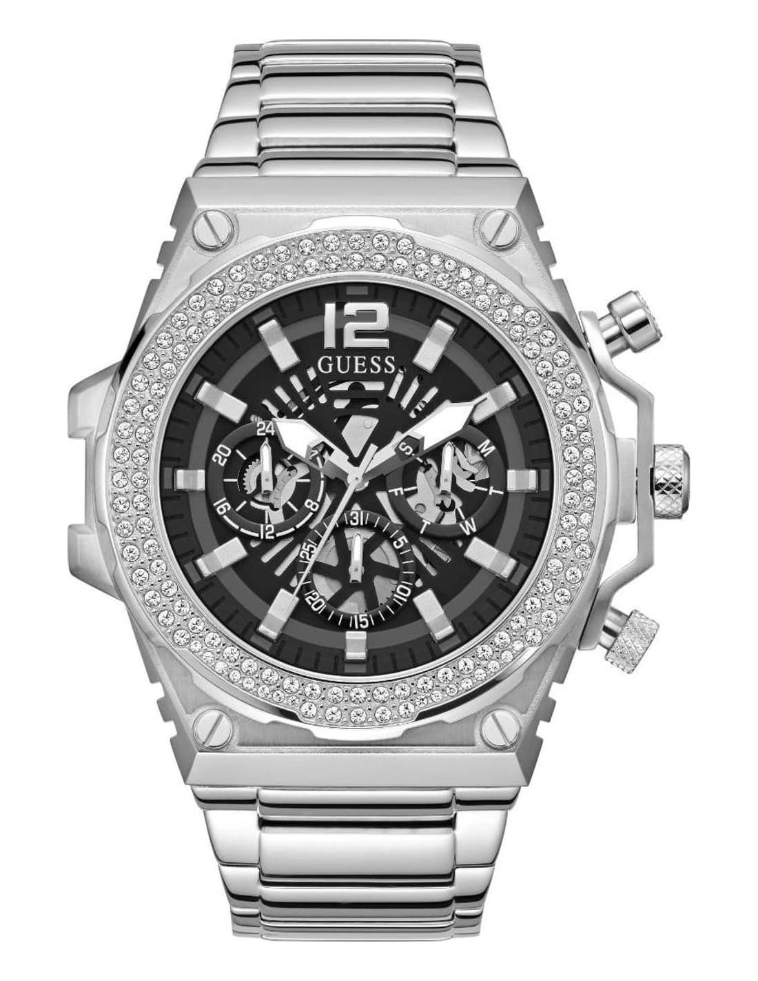 Montre Guess Classic GW0632G1 homme argentée, acier inoxydable 48mm, quartz 5 ATM