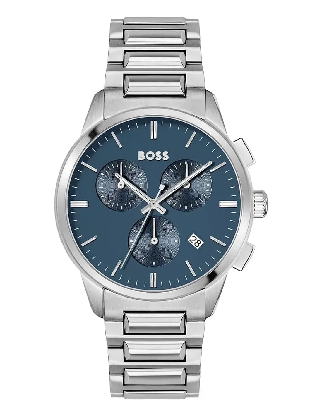 Garde-temps Hugo Boss 1513927 pour homme, sur bracelet acier avec cadran bleu