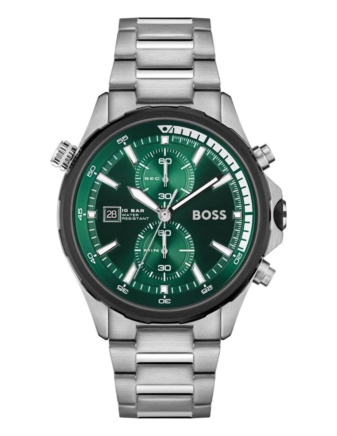 Garde-temps Hugo Boss 1513930 pour homme, sur bracelet acier avec cadran vert