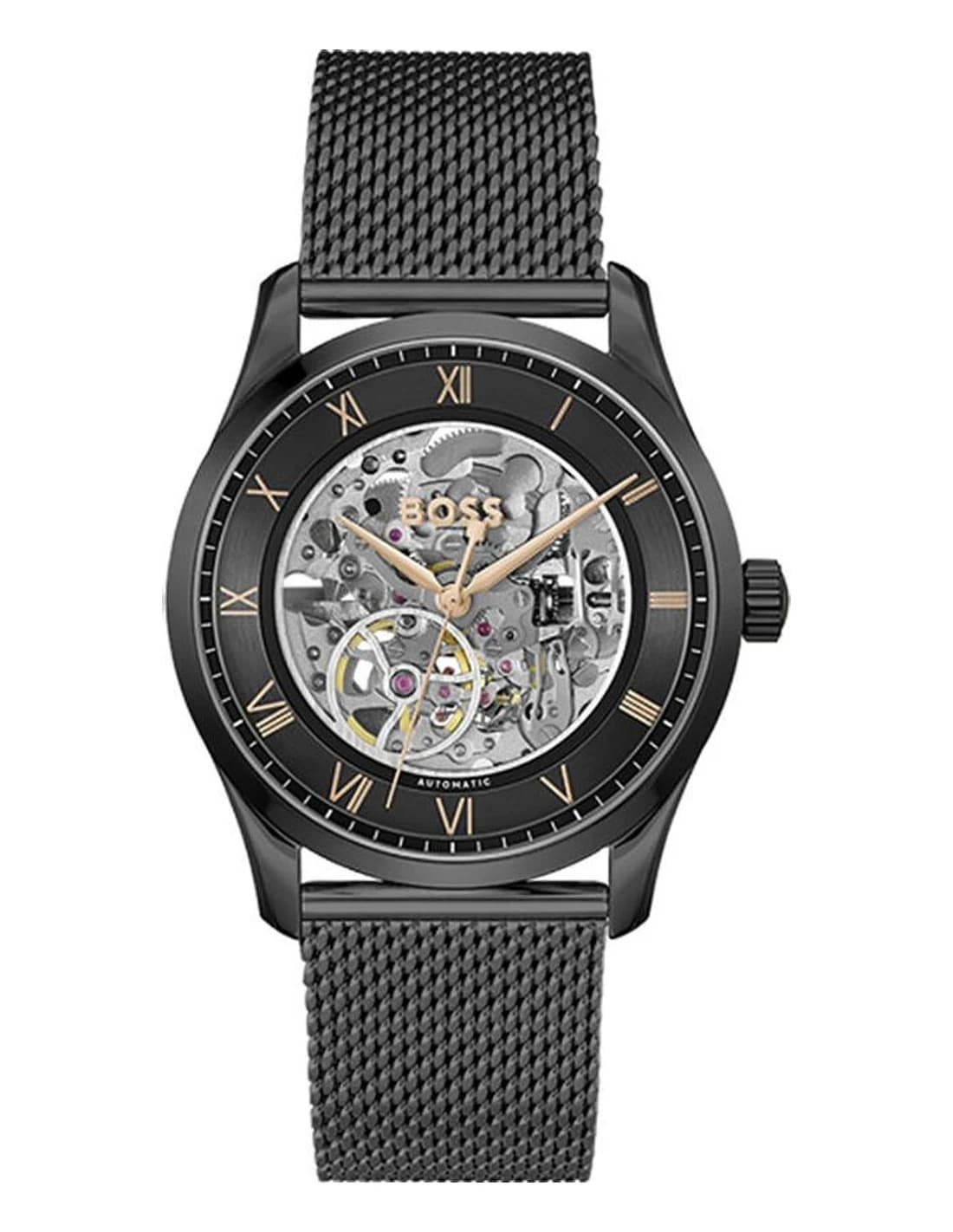 Garde-temps Hugo Boss 1514255 pour homme, cadran noir, bracelet acier