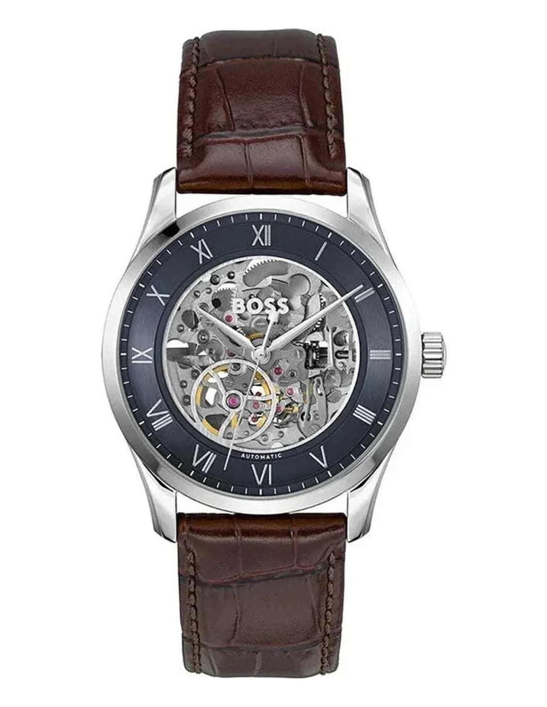 Garde-temps Hugo Boss 1514305 pour homme, cadran bleu, bracelet cuir