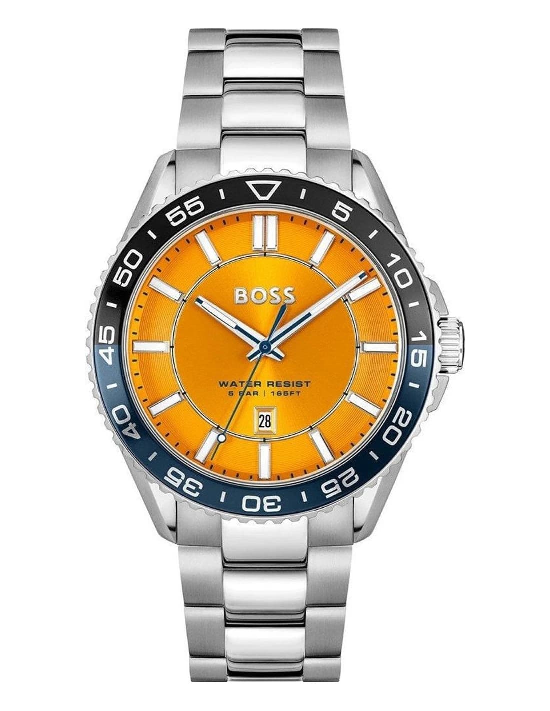 Montre Hugo Boss Runner 1514206 homme argentée, acier inoxydable 316l 43mm, quartz 5 ATM