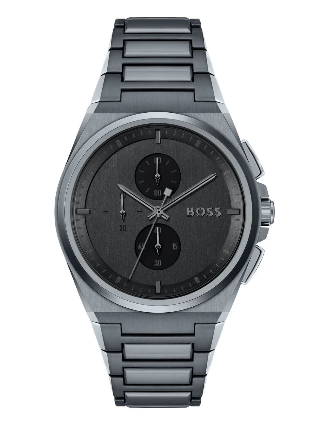 Garde-temps Hugo Boss 1513996 pour homme, cadran noir et bracelet acier gris argenté