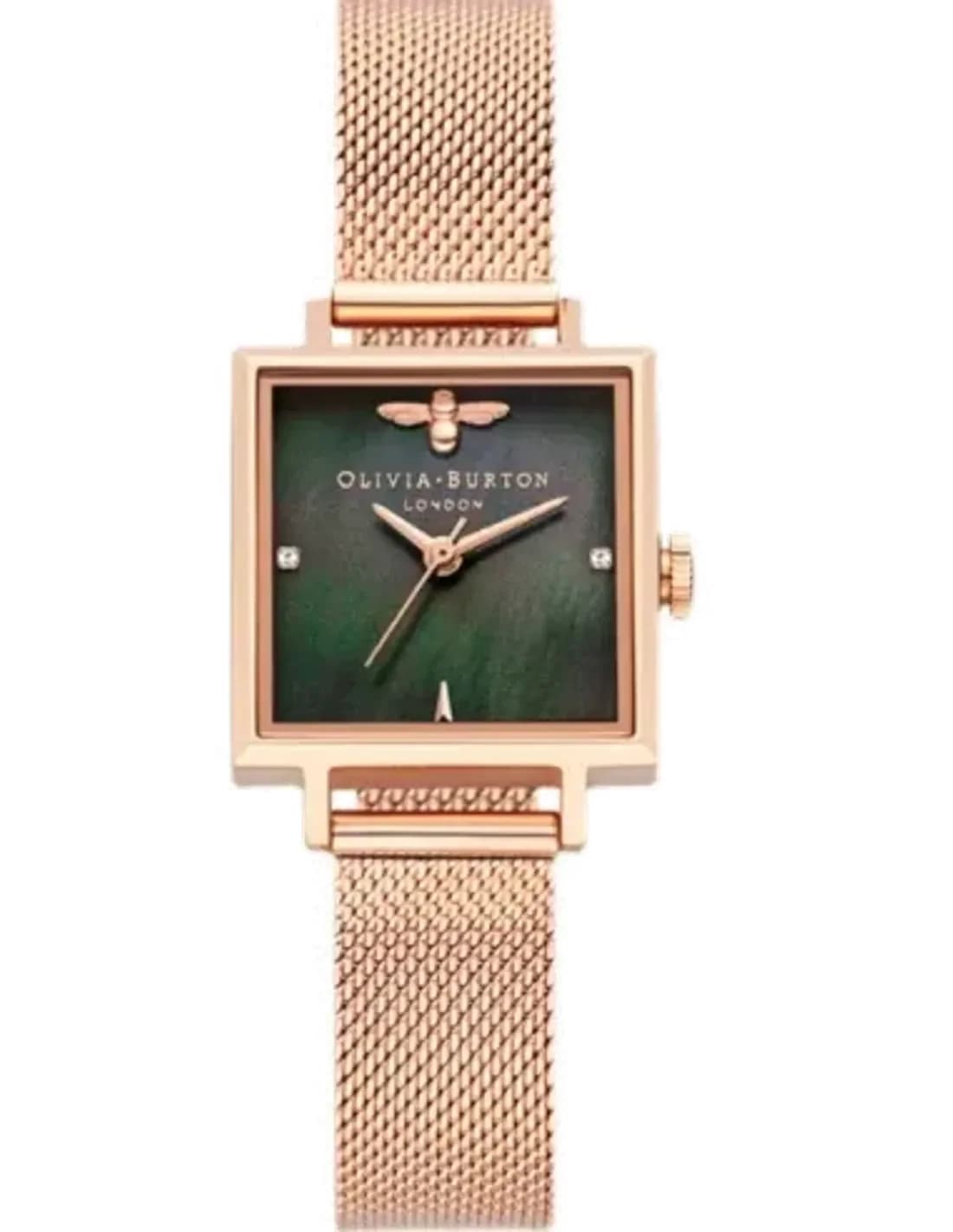 Montre Femme Olivia Burton OB16EX220 - Cadran Vert Abeille 3D, Boîtier Acier Or Rose