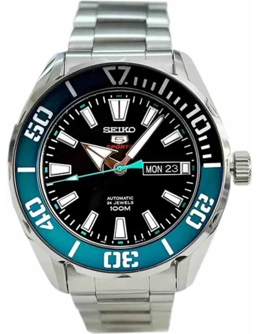 Montre Seiko 5 SRPC53K1 Automatique Homme - Cadran Noir, Accents Verts, Acier