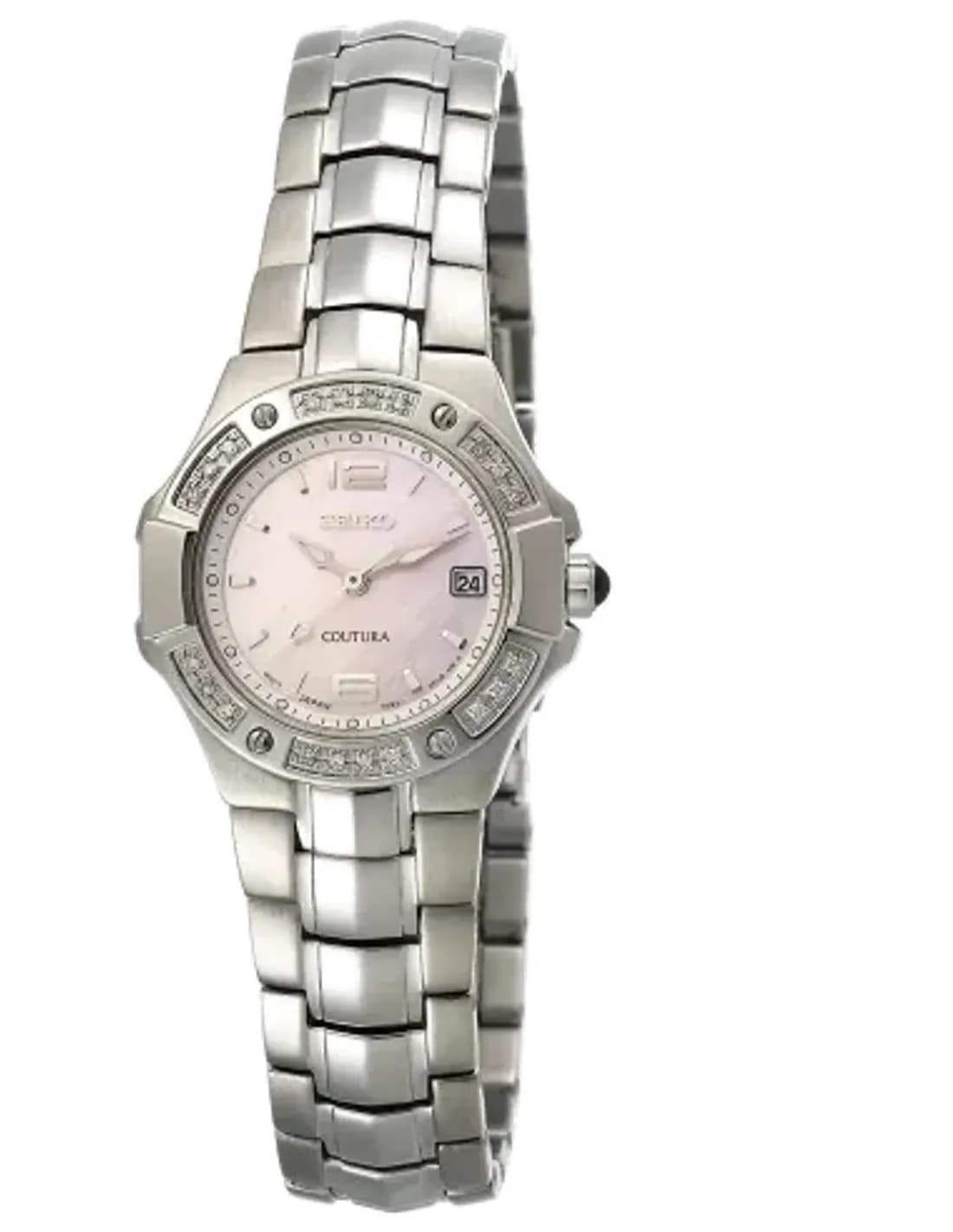 Seiko Coutura SXD691P1 - Montre Femme Acier Argent avec Diamants et Verre Saphir