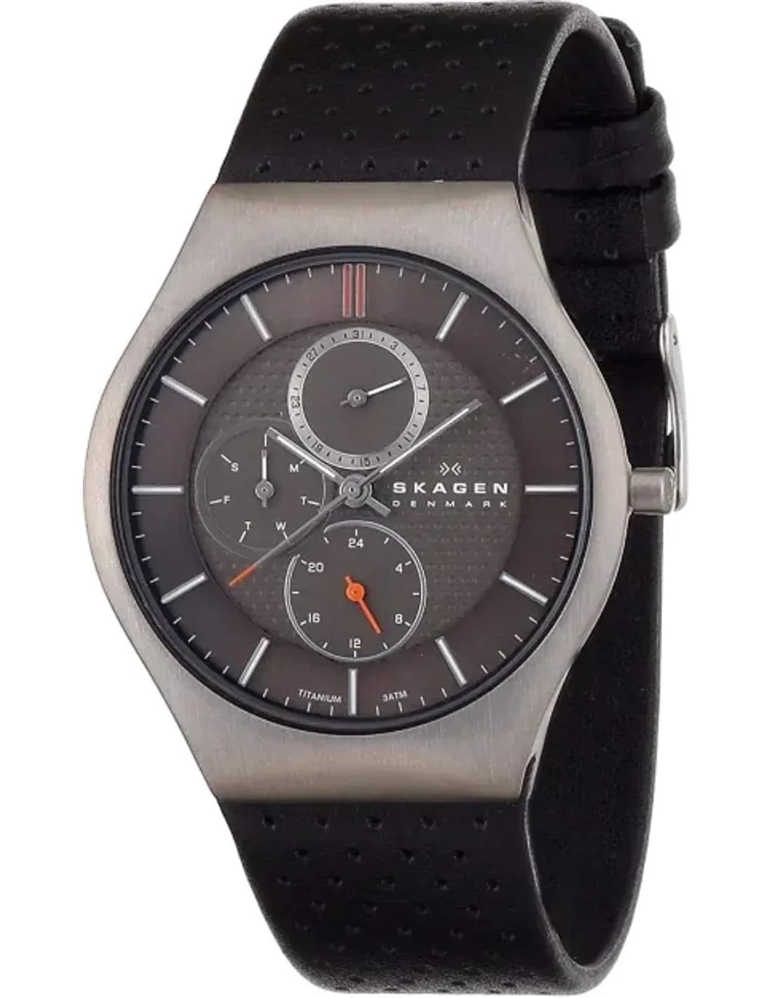 Montre Homme Skagen 806XLTLM Chronographe Cadran Noir Bracelet Cuir Noir