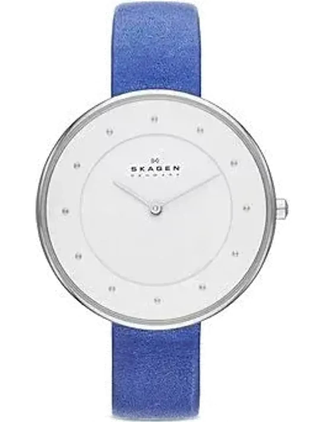 Montre Femme Skagen SKW2172 - Cadran Blanc 38mm & Bracelet Cuir Bleu