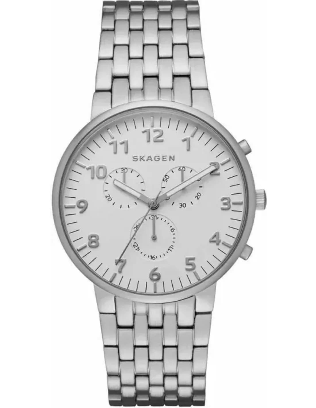 Montre Homme Skagen Ancher SKW6231 Cadran Blanc Acier Argenté
