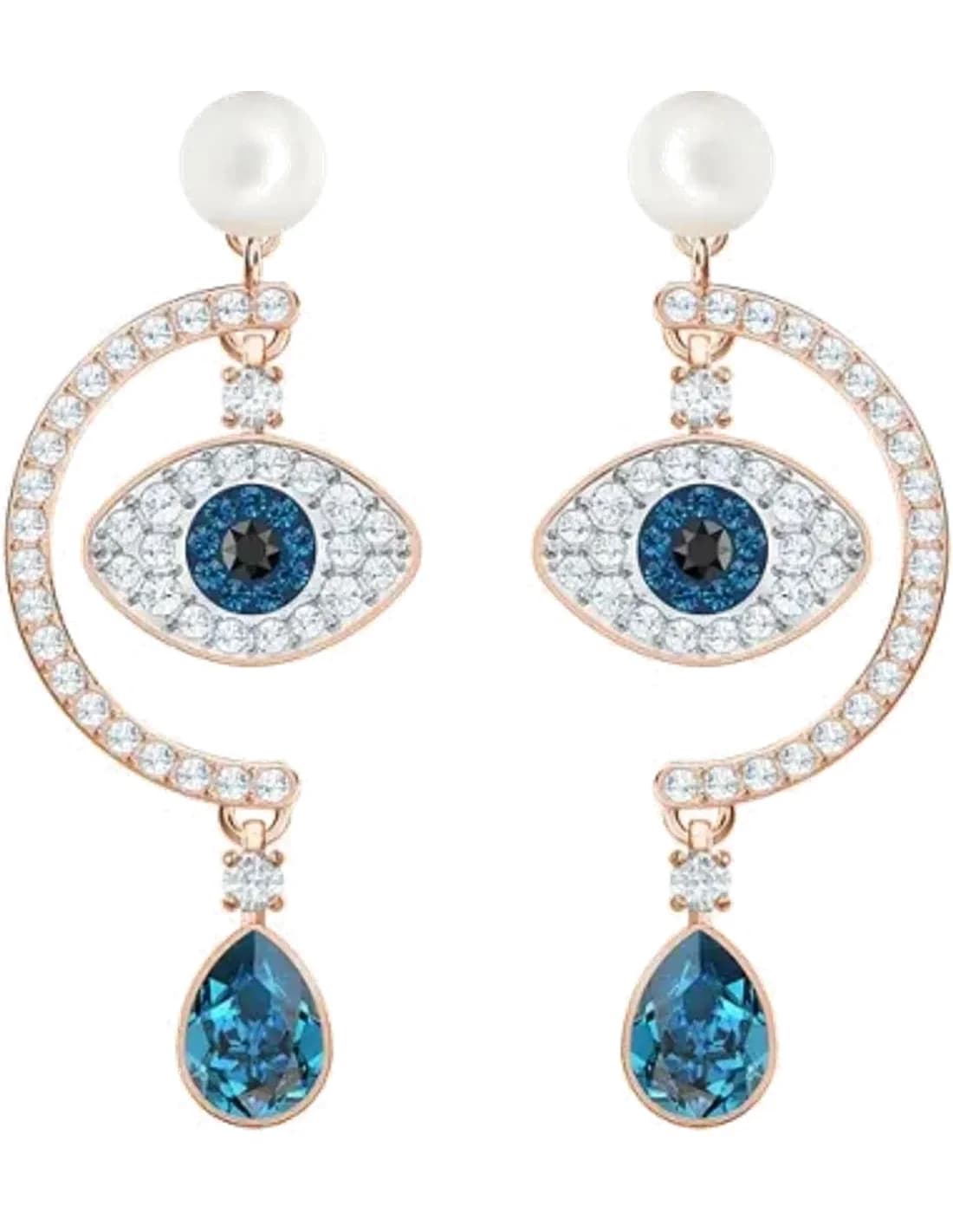 Boucles d'oreilles femme Swarovski Luckily Evil Eye 5425860 en métal plaqué or rose