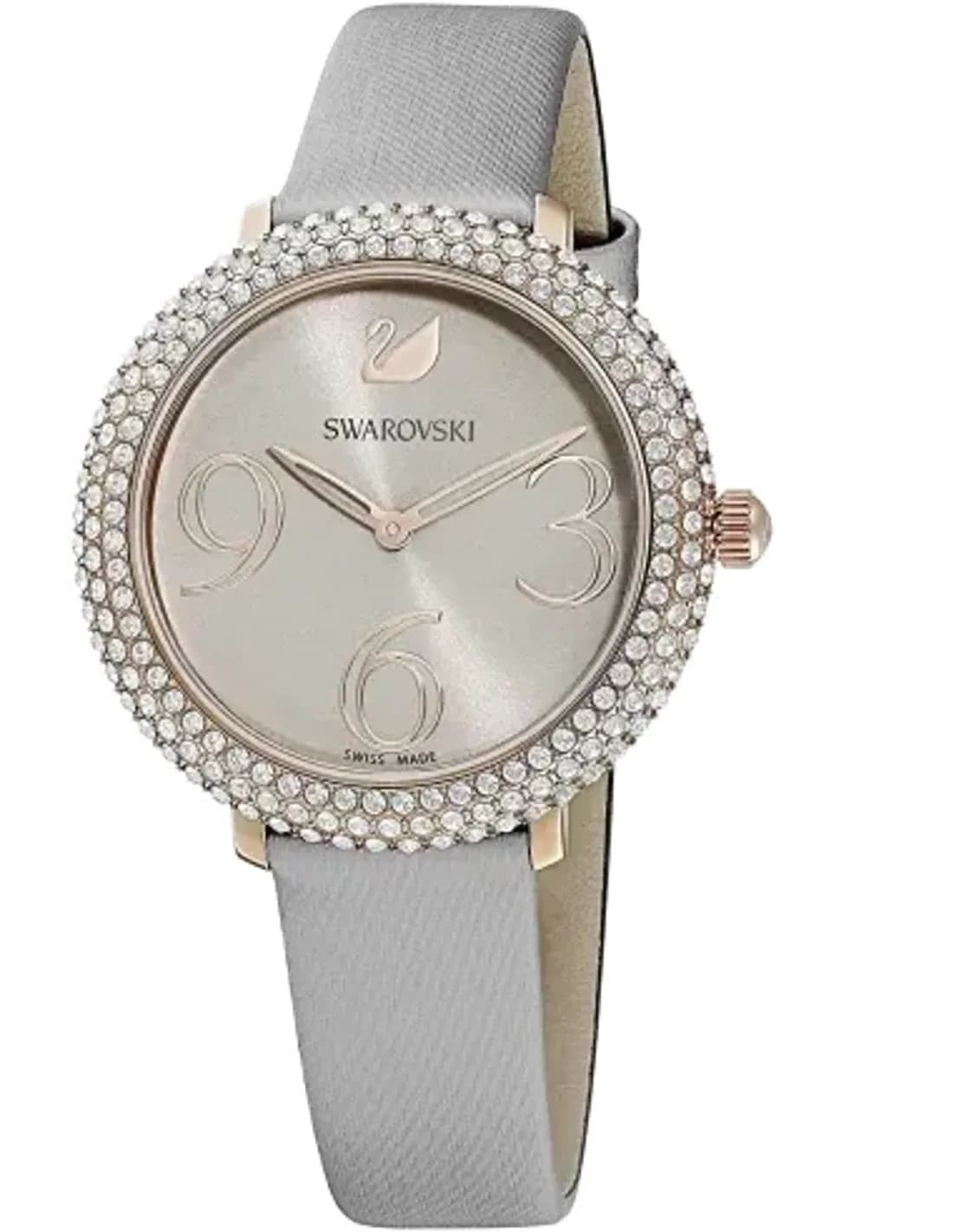 Montre Femme Swarovski Crystal Frost 5484067 Cadran Gris Bracelet Cuir