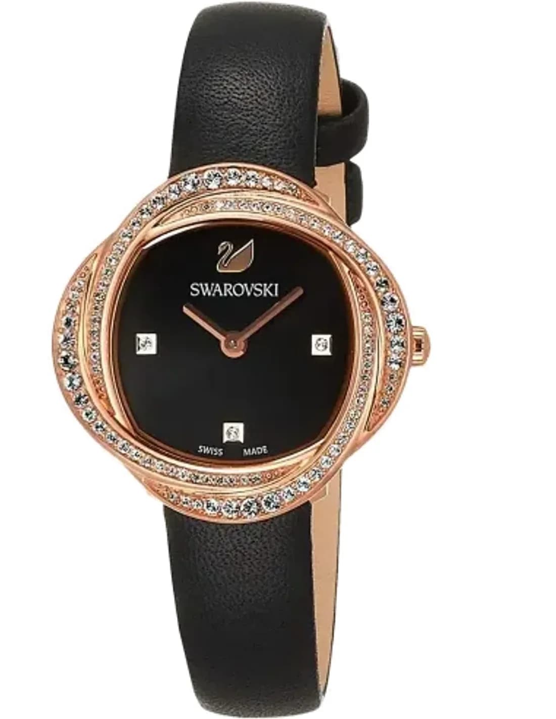 Montre Femme Swarovski Crystal Flower 5552421, Boîtier Or Rose, Cadran et Bracelet Noir