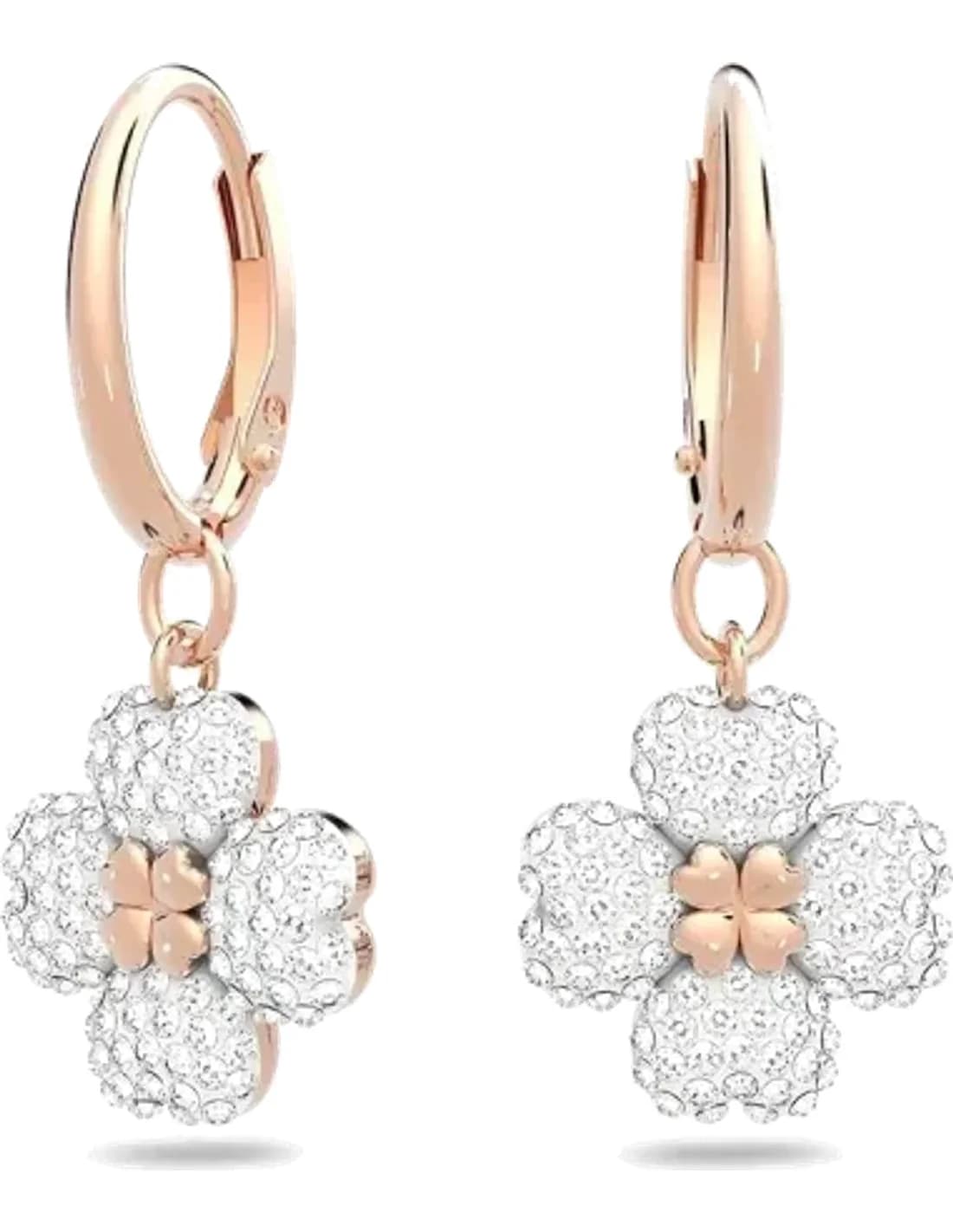 Boucles d'oreilles Swarovski Latisha Flower 5636517 en plaqué or rose et cristaux blancs pour femme