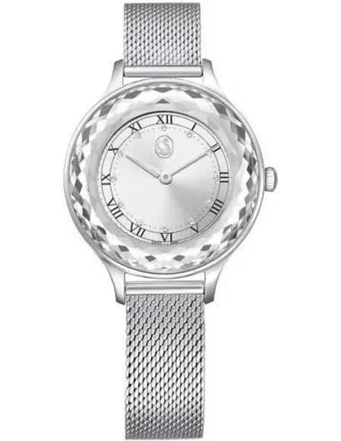 Montre Femme Swarovski Octea Nova 5650039 en Acier Argenté, Cadran Argent et Bracelet Maille