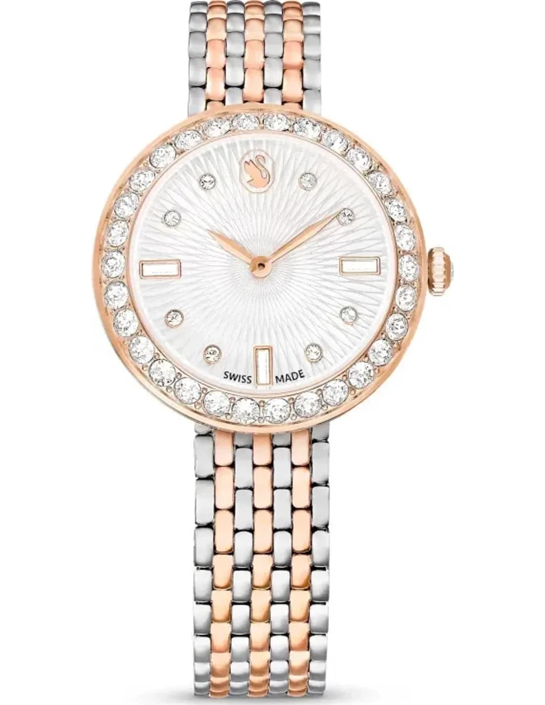 Montre Swarovski Certa 5672971 pour Femme - Boîtier Acier & Cristaux, Bracelet Bicolore Argent/Or Rose
