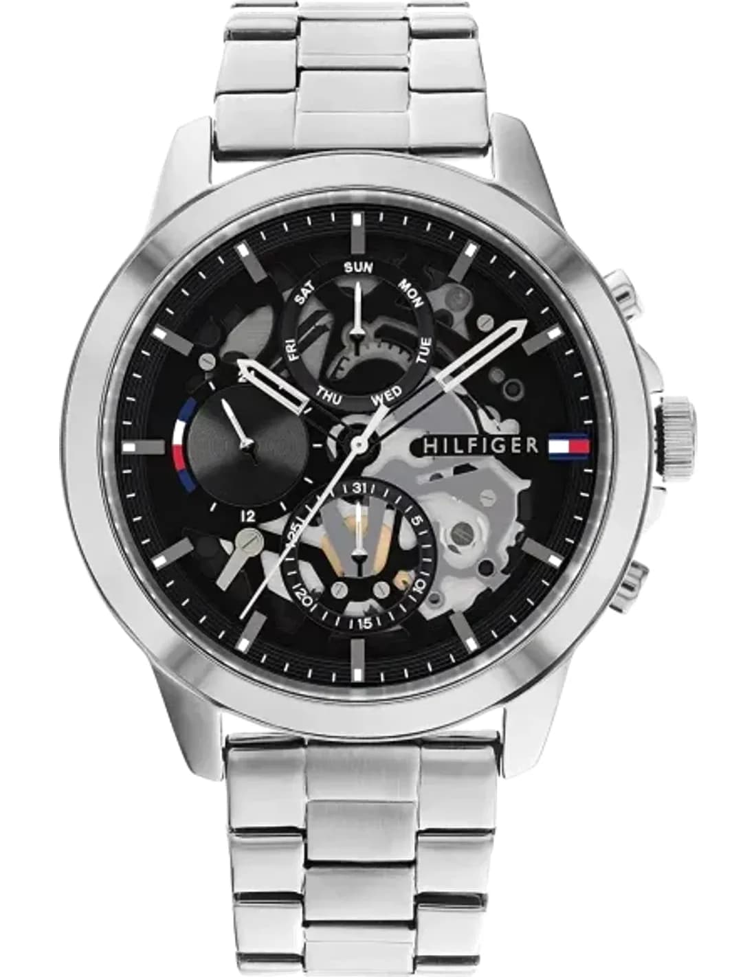 Montre Tommy Hilfiger Henry 1710477 cadran noir squelette bracelet acier argent