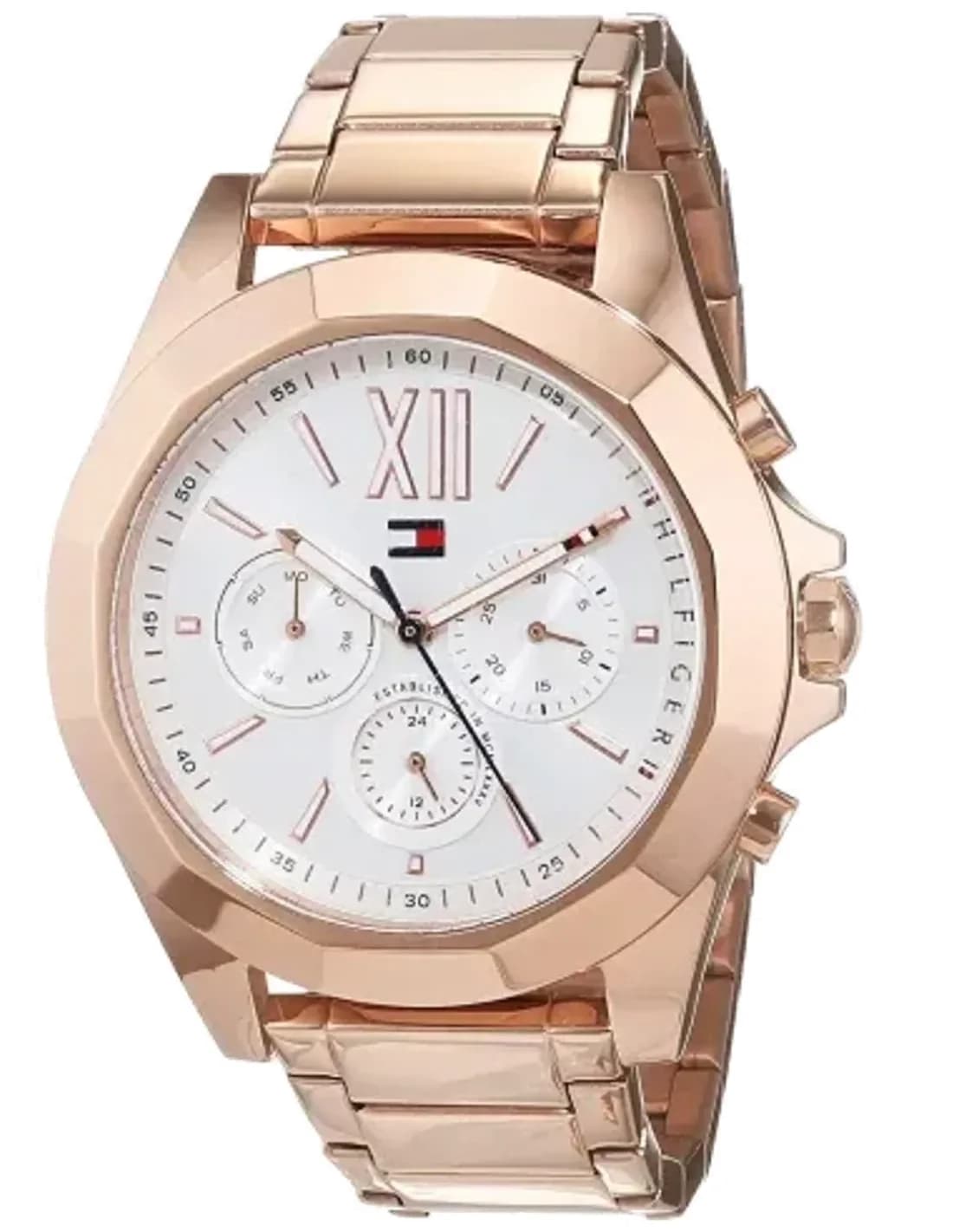 Montre Tommy Hilfiger 1781847 pour Femme, Cadran Argent et Bracelet Acier Or Rose