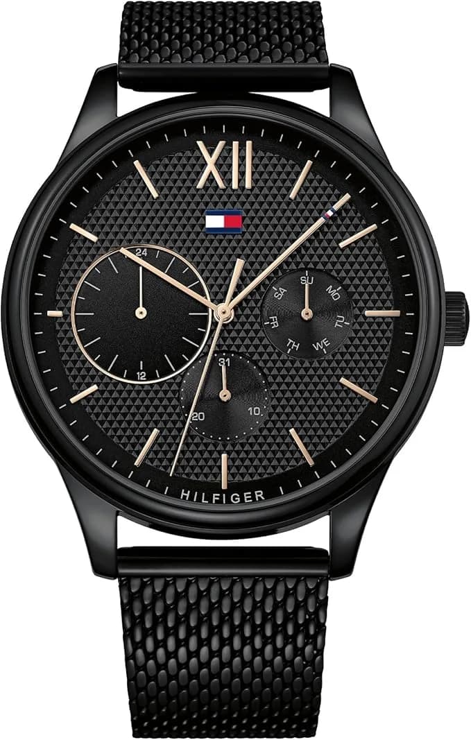 Montre Homme Tommy Hilfiger Damon 1791420 - Cadran Noir, Bracelet maille milanaise Noir